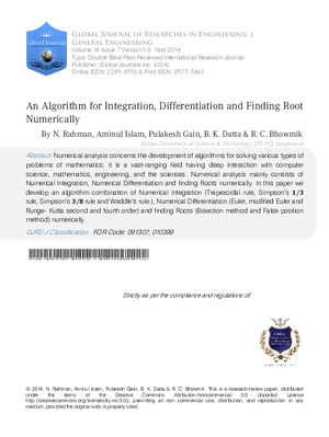 An Algorithm for Integration, Differentiation and Finding Root Numerically