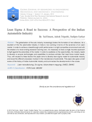 Lean Sigma a Road to Success: A Perspective of the Indian Automobile Industry