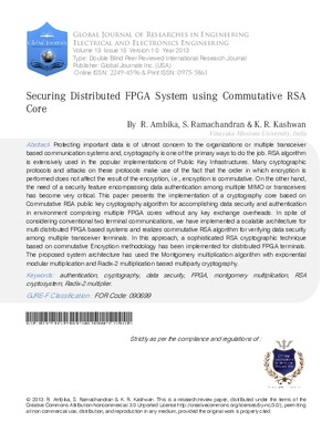 Securing Distributed FPGA System using Commutative RSA Core