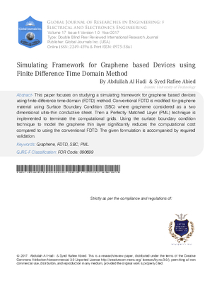 Simulating Framework for Graphene based Devices using Finite Difference Time Domain Method