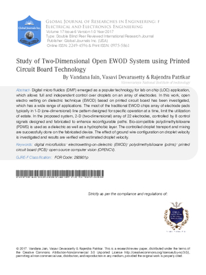Study of Two-Dimensional Open EWOD System using Printed Circuit Board Technology