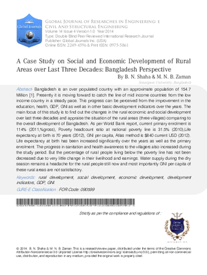 A Case Study on Social and Economic Development of Rural Areas over Last Three Decades: Bangladesh Perspective