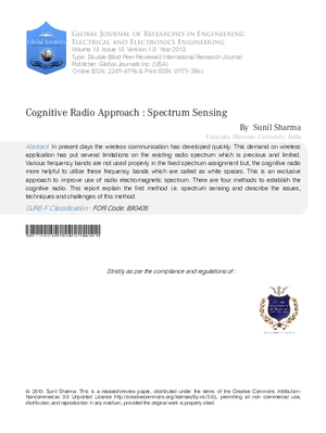Cognitive Radio Approach: Spectrum Sensing