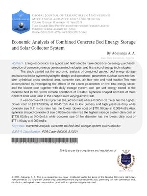 Economic Analysis of Combined Concrete Bed Energy Storage and Solar Collector System