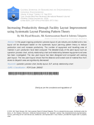 Increasing Productivity through Facility Layout Improvement using Systematic Layout Planning Pattern Theory