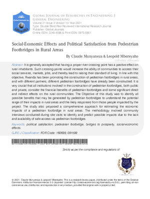 Social-Economic Effects and Political Satisfaction from Pedestrian Footbridges in Rural Areas