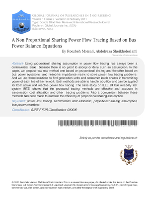 A Non Proportional Sharing Power Flow Tracing Based On Bus Power Balance Equations