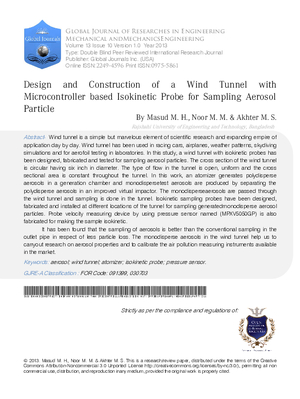 Design and Construction of a Wind Tunnel with Microcontroller based Isokinetic Probe for Sampling Aerosol Particle