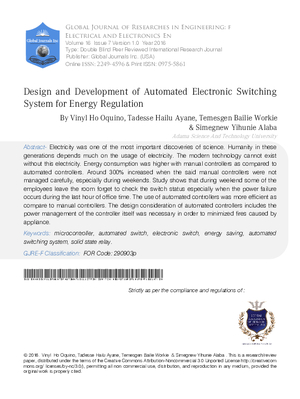 Design and Development of Automated Electronic Switching System for Energy Regulation