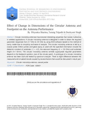 Effect Of Change In Dimensions Of The Circular Antenna And Feedpoint On The Antenna Performance