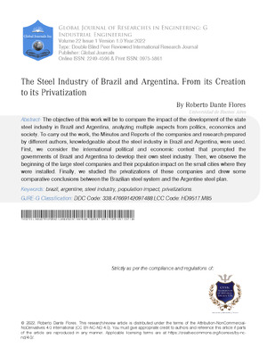 The Steel Industry of Brazil and Argentina. From its Creation to its Privatization