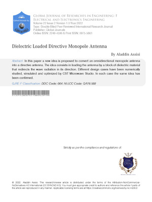 Dielectric Loaded Directive Monopole Antenna