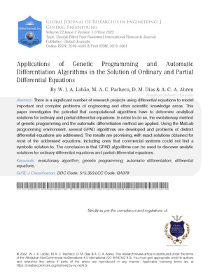 Applications of Genetic Programming and Automatic Differentiation Algorithms in the Solution of Ordinary and Partial Differential Equations