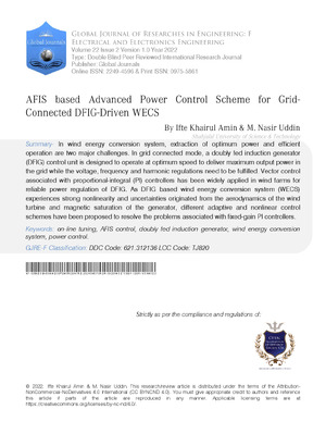 AFIS Based Advanced Power Control Scheme for Grid-Connected DFIG-Driven WECS