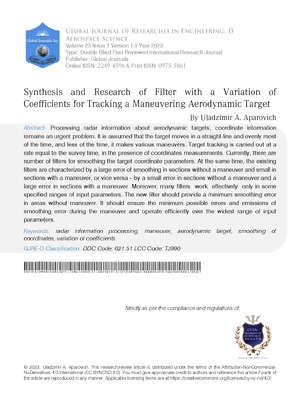 Synthesis and Research of Filter with a Variation of Coefficients for Tracking a Maneuvering Aerodynamic Target