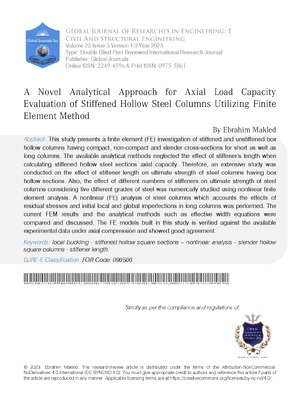 A Novel Analytical Approach for Axial Load Capacity Evaluation of Stiffened Hollow Steel Columns Utilizing Finite Element Method